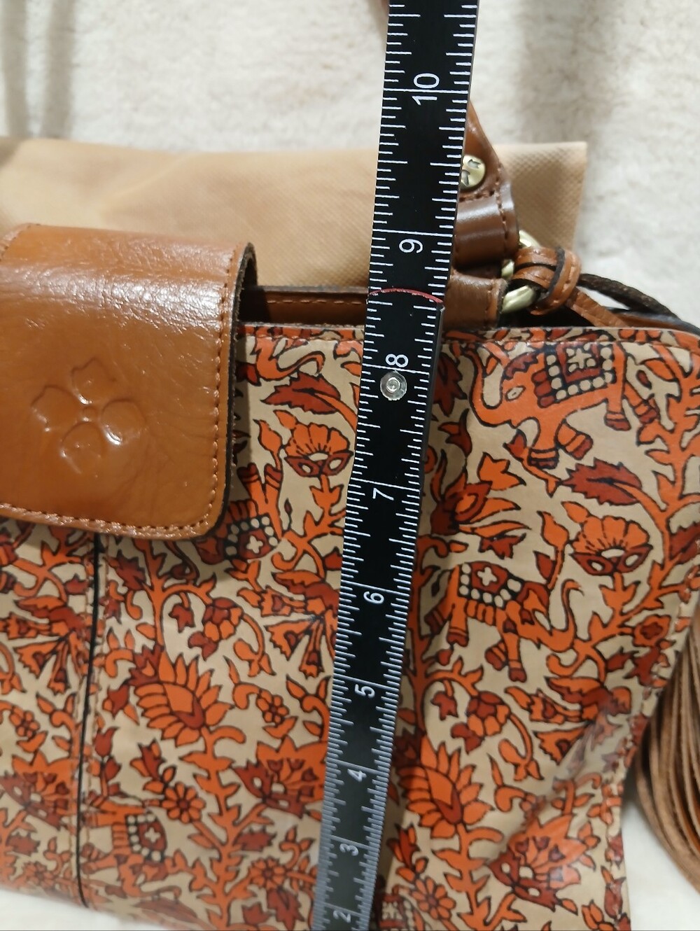 Patrica Nash Poppy Leather Boho India Print Shoulder Bad with Dustbag - Picture 9 of 16